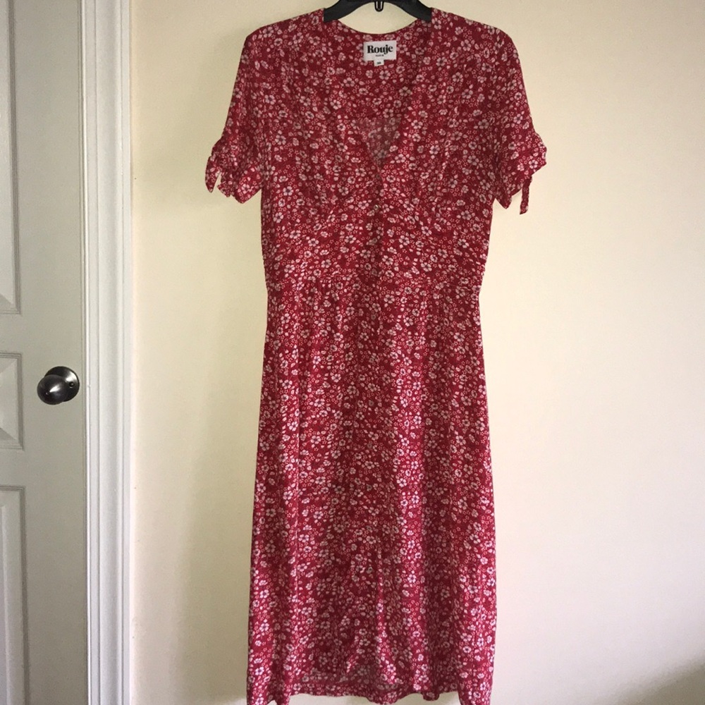 Rouje Red Floral Button Down Dress size 38